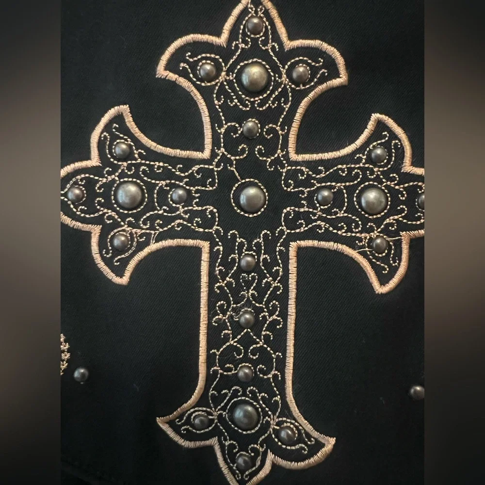 SOLD Scully embroidered pearl snap western long sleeve black womens shirt Small - Picture 6 of 14